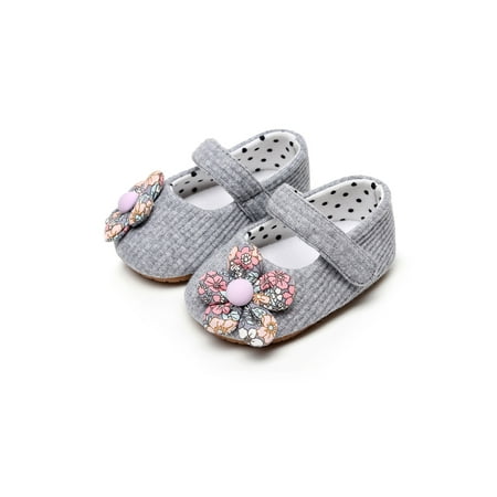 

Rotosw Baby Girls Dress Shoes First Walker Mary Jane Soft Sole Flats Cute Prewalker Princess Shoe Party Lightweight Gray 6C