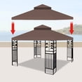 thumbnail image 2 of 10x10 Replacement Gazebo Cover, Double Roof Gazebo Top with Net, UV Resistant & Waterproof Outdoor Gazebo Canopy for Garden Patio Lawns Parties, Coffee, 2 of 6