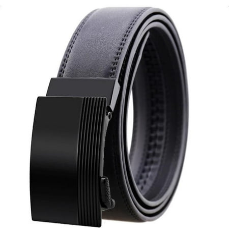 Black Belt & Buckle Leather Mens Adjustable Ratchet Slide Buckle Belt ...