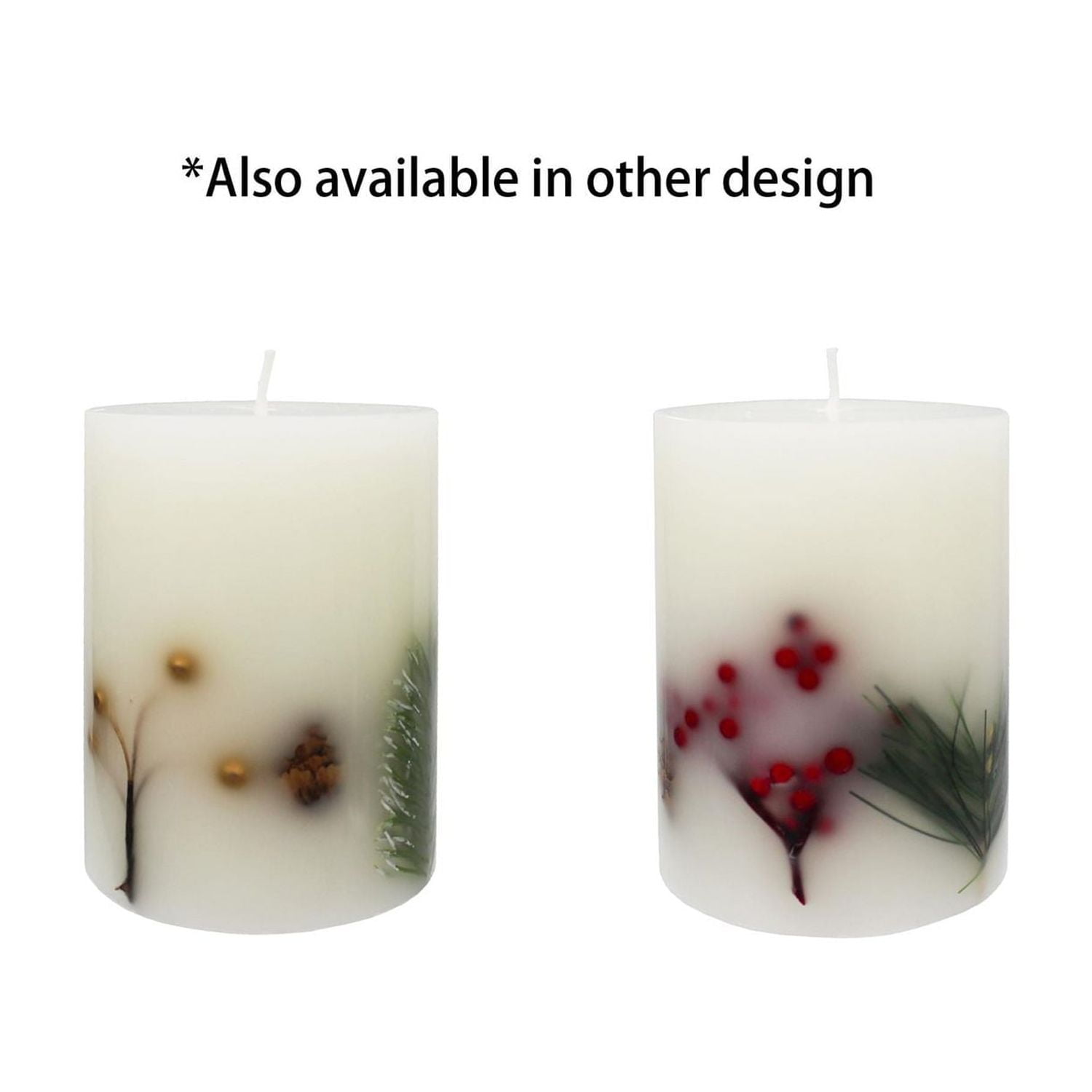 4" Embedded Botanical Pillar Candle