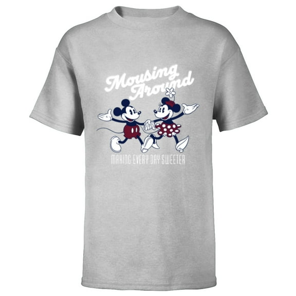 Disney Mickey and Minnie Mousing Around Retro Vintage - Short Sleeve T-Shirt for Kids - Customized-Athletic Heather