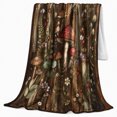 thumbnail image 2 of Rustic Mushroom Garden with Strawberries, Ferns and Weathered Planks, Woodland Cottage Style for Nature Lovers, Housewarming Gift, Warm Flannel Blanket for Cabin and Bedroom, Home Decor, 2 of 9