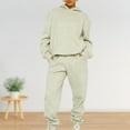 thumbnail image 1 of Women 2 Piece Sweatsuit Outfit Simple Casual Trendy Tracksuit Set (Khaki S), 1 of 9