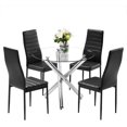 thumbnail image 6 of Round Dining Table for 2-4 People, 36" Modern Glass Kitchen Table,Small Dining Table Coffee Table, Clear Tempered Glass Tabletop with Silver Metal Legs for Home, Conference, Office & Restaurant, 6 of 14