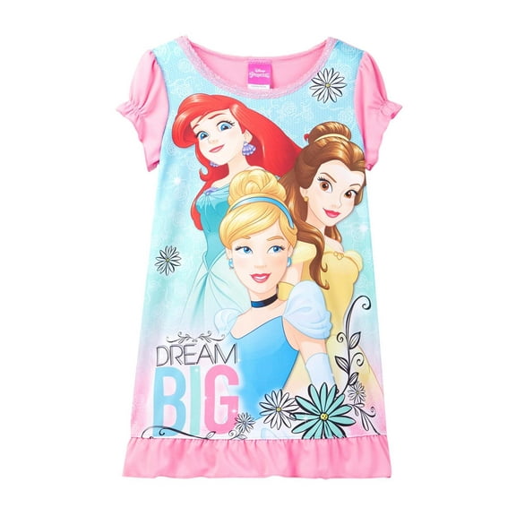 Disney Princess Girls Nightgown Sleepshirt Female 2T to 10, Dream Big, Size: 8