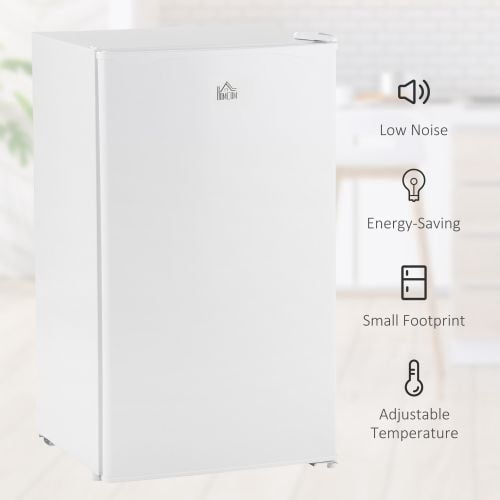 Mini Fridge with Freezer Single Door Compact Refrigerator Adjustable Thermostat Reversible Door for Dorm Office White