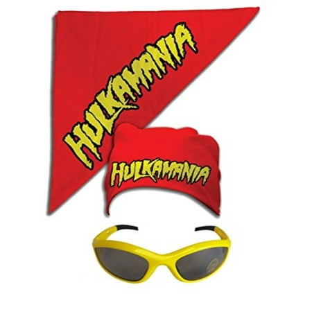 hulk hogan hulkamania bandana sunglasses costume -red-yellow