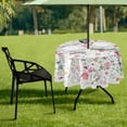 thumbnail image 7 of GZHJMY Colorful Flowers 60 Inch Round Tablecloth with Zipper Umbrella Hole Washable Spillproof Table Cloth Decorative for Picnic,Camping,Indoor and Outdoor, 7 of 7