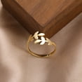 thumbnail image 3 of Unisex Geometric Ring Electroplated Olive Branch Leaf Design Fashion Jewelry Ring for Daily Wear Individually Packed, 3 of 4