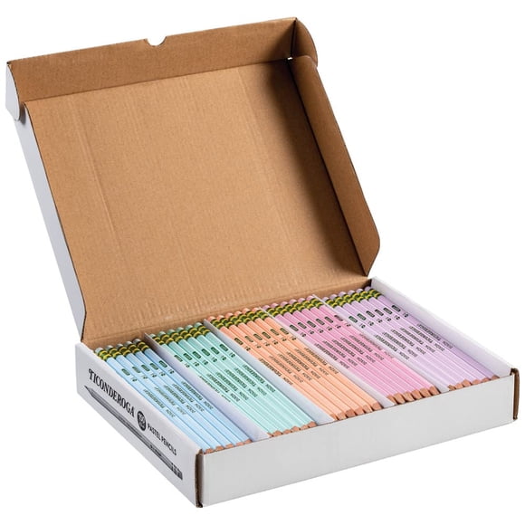 Ticonderoga Crayons en Bois, Pré-Affûtés, 2 HB Doux, Couleurs Pastel, 150ct