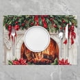 thumbnail image 2 of Christmas Theme Placemats Set of 4 12x18 Fireplace Poinsettia Table Mats Red Bow Floral Place Mat Happy New Year Table Decor for Party Kitchen Dining, 2 of 4