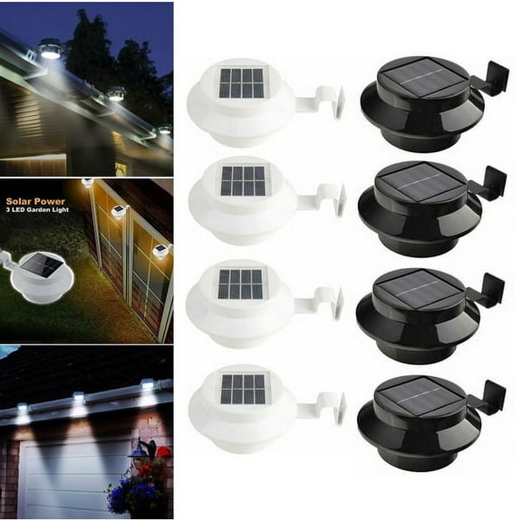 Solar Powered Led Gutter Door Wall Fence Lights Outdoor Garden Roof Security