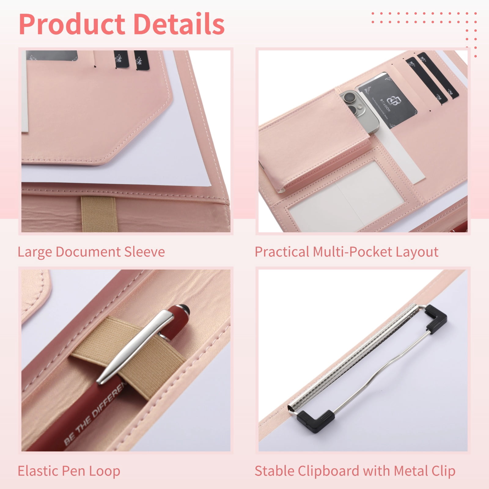 PU Leather Padfolio with Clipboard, 2-Pack Professional Office Portfolio & Document Organizer for A4 Letter Size Notepads