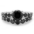 thumbnail image 3 of Dazzlingrock Collection 5.25 Carat (ctw) 10K Black Diamond Bridal Engagement Ring With Matching Band Set, White Gold, Size 7.5, 3 of 4