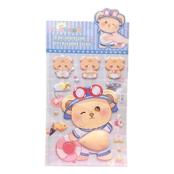 Cute 3D Soft Belly Squeeze Stickers - Fun Stress Relief Toy, Cartoon Animal Decals for Phone, Laptop, Door Anti-Collision Decor