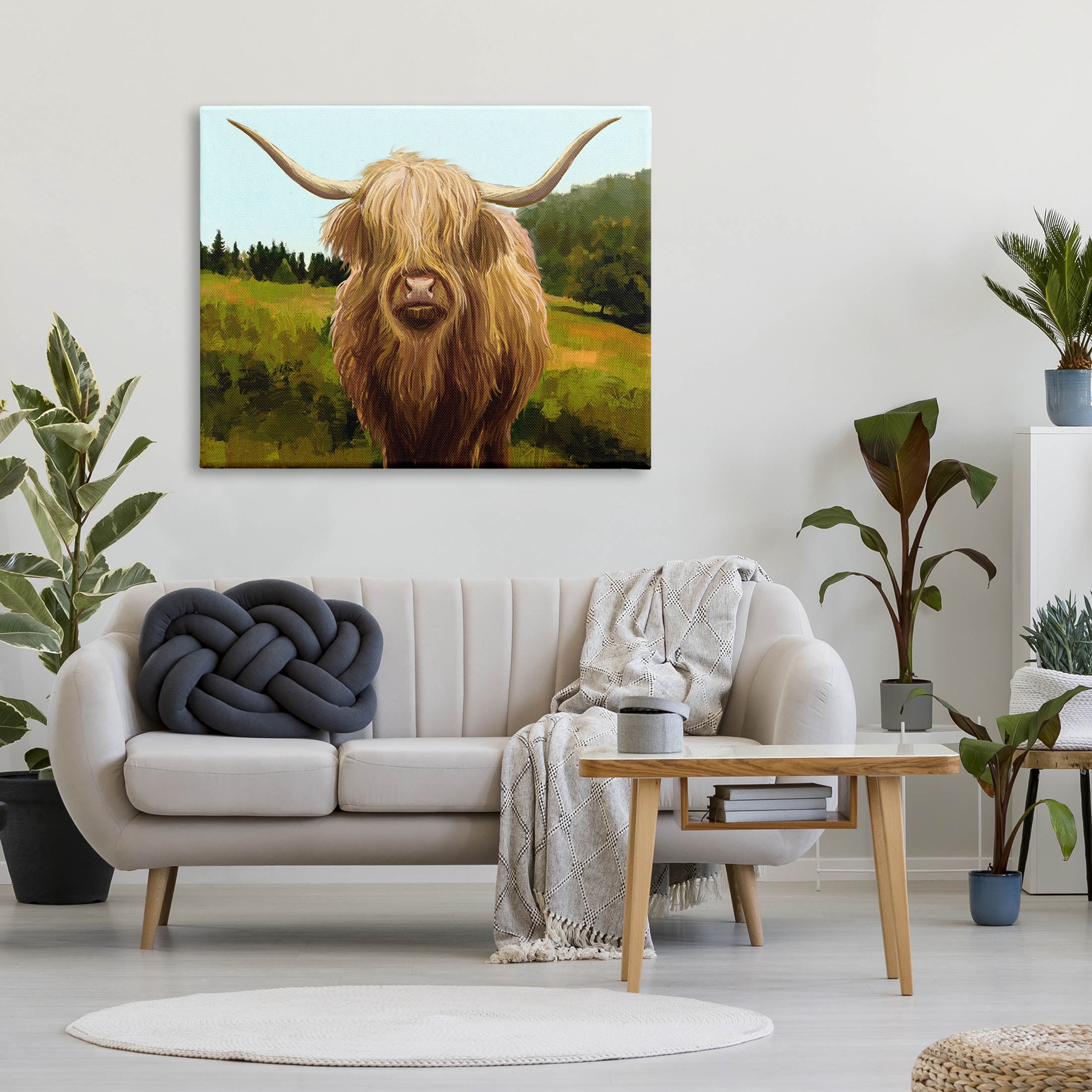 Stupell Industries Country Highland Cattle Grazing Painting Gallery Wrapped Canvas Print Wall Art, Design by Ziwei Li