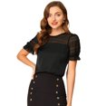 thumbnail image 1 of Camisa de Manga Corta Allegra K con Cuello Redondo y Encaje En la Espalda Para Mujer Negro M, 1 of 6