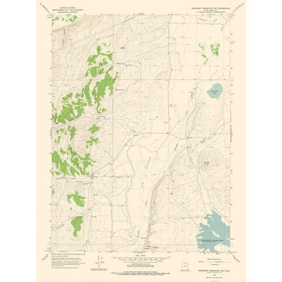 Topographical Map - Neponset Reservoir North West Utah Quad - USGS 1968 - 23 x 30.89 - Vintage Wall Art