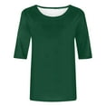 thumbnail image 2 of T Shirts for Women Elegant Half Sleeve Summer Tops Solid Color Tunic Tops Tee Shirts Crewneck Casual Loose Pullover Tops Holiday Party Wear Tshirts Plus Size, 2 of 4