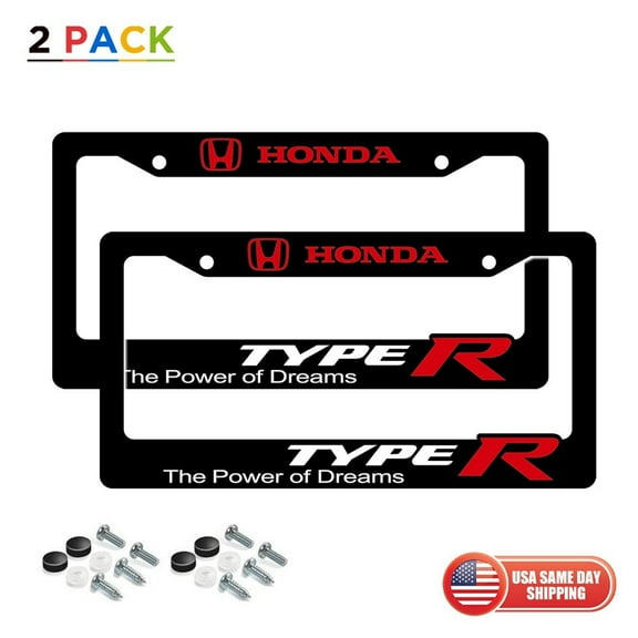 2x Honda Power of Dreams Type R Front Rear 3D License Plate Frame Cover Decorate