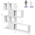thumbnail image 3 of QRKD 8 Cubes Bookshelf, Modern Ladder Corner Bookcase, 5-Tier Display Shelf for Home Office, Living Room Divider, 47 x 8 x 43 Inch（White）, 3 of 9