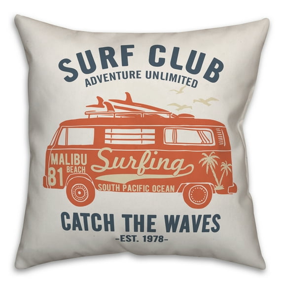 Creative Products Surf Club Orange 16x16 Indoor / Outdoor Pillow