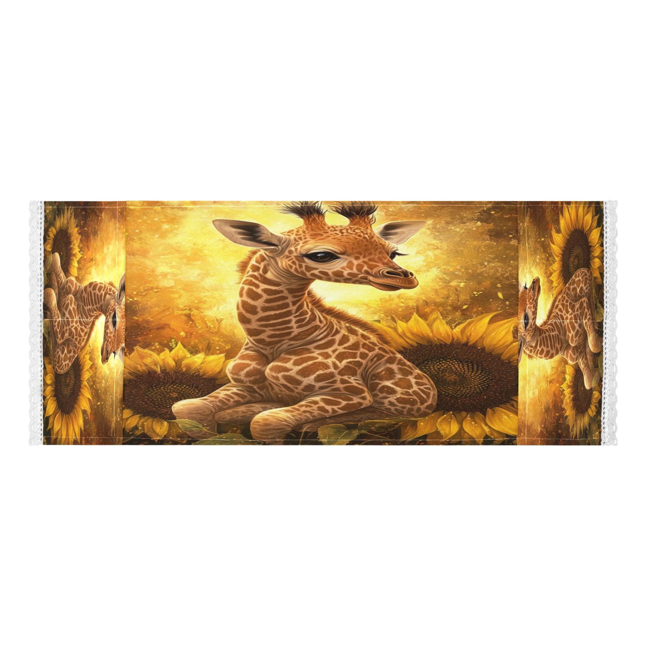 WOBOGO Giraffe Sunflower Illustration Washing Machine Cloth Dryer Refrigerator Top Cover Protective Non-Slip Mat For Kitchen Laundry