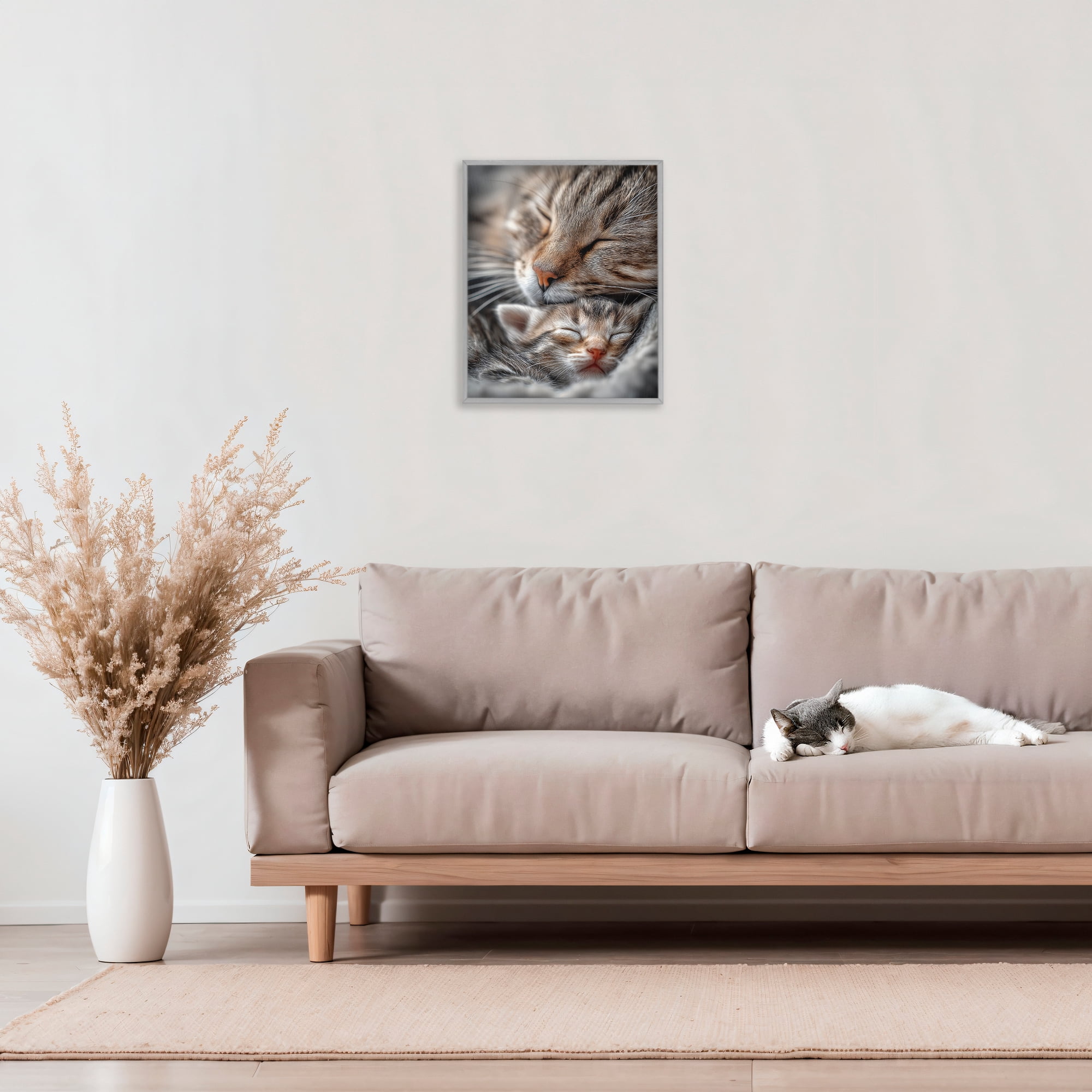 Stupell Industries Kitty Love Cuddles Gray Framed Giclee Art, design by Scott Stulberg