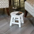 thumbnail image 4 of Round Stool, Wooden Step Stool, Shoe Stool for Living Room, Bedroom, 11" Children's Stool, Mini Side Table, Wood Ottoman, Antique White + Floral, 4 of 4