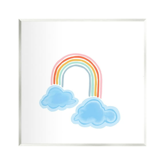 Stupell Industries Whimsical Rainbow with Clouds Landscape Painting Unframed Art Print Wall Art, 12 x 12