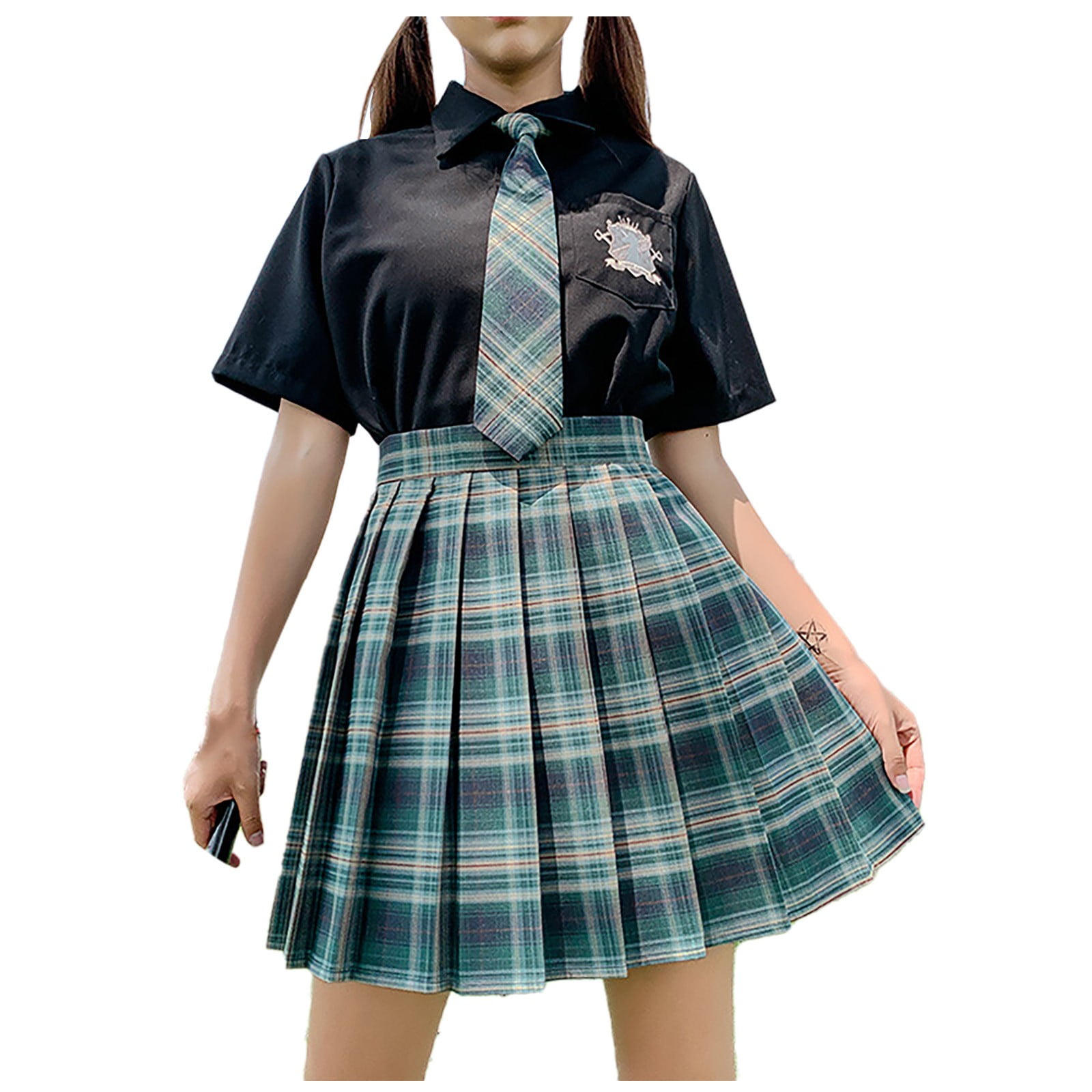 XZNGL School Uniform Skirt Plaid Women Fashion School Plaid