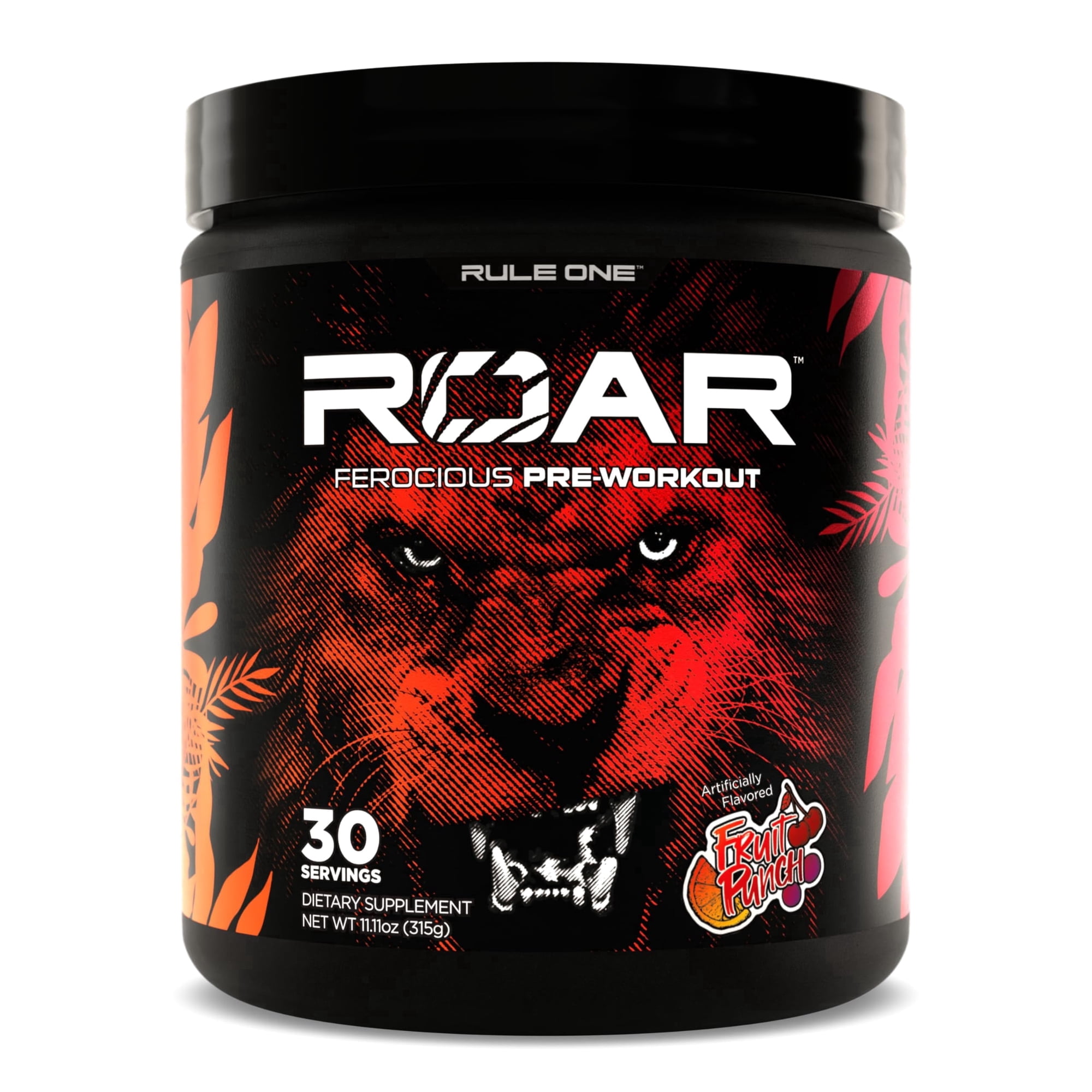 Rule 1 Proteins Roar - Pre-Workout Powder with Creatine, Beta-Alanine, Citrulline, Electrolytes & Caffeine (30 Servings, Fruit Punch)