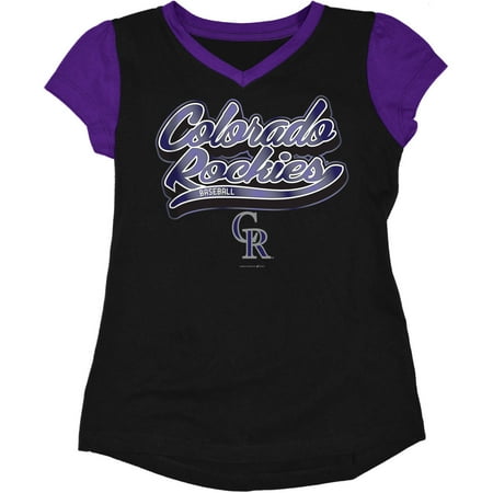 MLB Colorado Rockies Girls Short Sleeve Team Color Graphic Tee