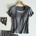 thumbnail image 6 of Miluxas Pajamas for Women Set 2 Piece Short Sleeve Shorts Set Lounge Sets Sleepwear with Chest Cushion Gray L(L), 6 of 6