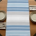 thumbnail image 5 of Blue Gray Stripes 108 Inch Table Runner, Contemporary Minimalist Abstract Lines Farmhouse Dresser Scarf Cotton & Linen Tablerunner for Dining/Kitchen Island/Holiday Party Décor 13" x 108", 5 of 9