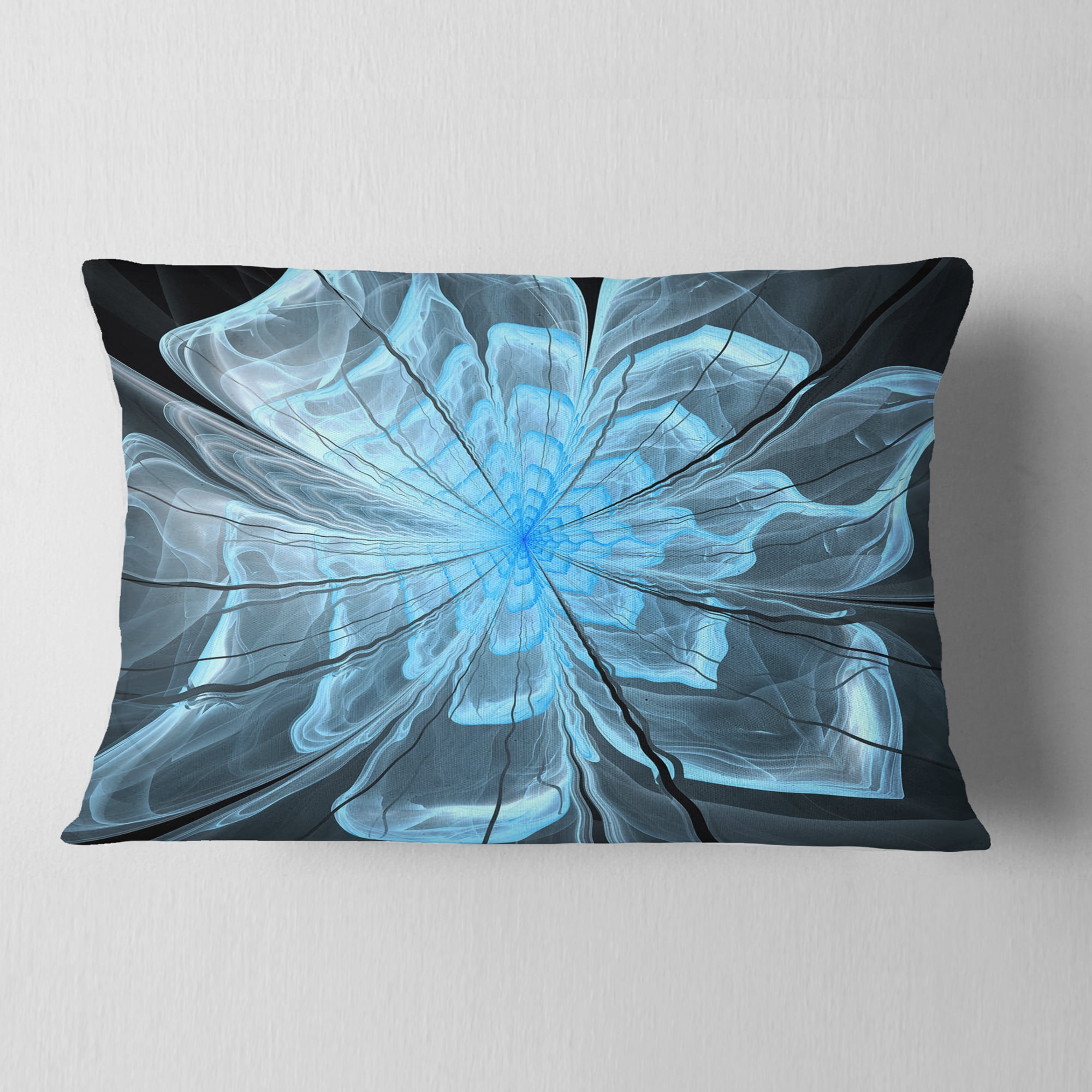 Designart 12" x 20" Contemporary, Modern Black Polyester Throw Pillow