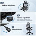 thumbnail image 3 of JaxSteam Ergonomic Office Chair High Back Mesh Desk Chair with Headrest Adjustable Armrest Height,Black-Gray, 3 of 7