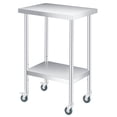 thumbnail image 2 of EDTara Table d'Appoint Robuste à 2 Niveaux en Acier Inoxydable, Table de Préparation et d'Utilité pour l'Extérieur avec Tablette Ajustable, Conception Résistante à la Rouille pour Jardin, Patio, Cuisine, Restaurant et Maison, Facile à Entretenir, 2 of 7
