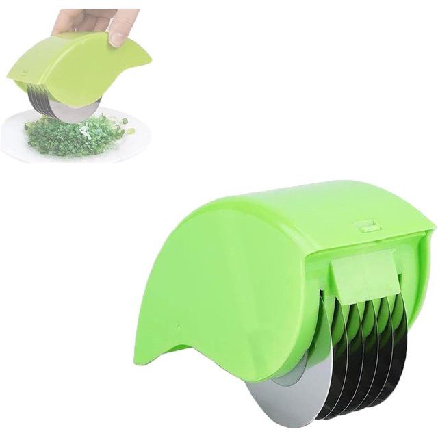 Parsley Chopper Roller, Parsley Chopper For Tabouleh, Parsley Choppe, With 6 Stainless Steel Blade Kitchen Vegetable Chop, Manual Chopper Vegetable Cutter (Color : Green, Size : 1size)