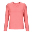 thumbnail image 7 of YuXingFu Tank Tops for Women V-Neck Pleated Ruffle Hem Long Sleeve for Casual Loose Fit Tees Tops Hot Pink L, 7 of 7