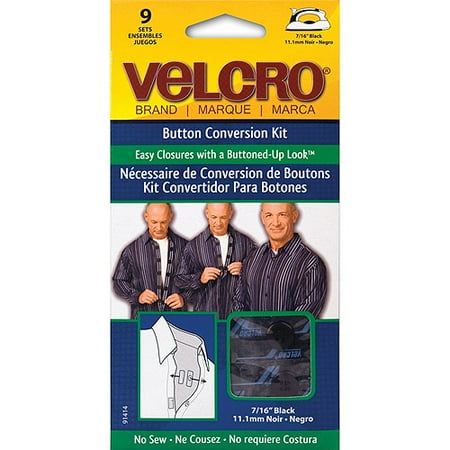 Velcro Black Button Conversion Kit, 7/16"
