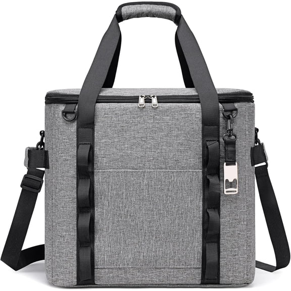 Insulated Soft Cooler Bag 12"x12"x12" 28 Quart 50-Can Capacity Light Grey