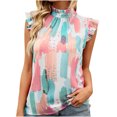 thumbnail image 1 of Tallas grandes Moda Mujer Verano Volantes Sin mangas Estampado Causul Sexy Blusa Tops Fridja  ghk853, 1 of 3