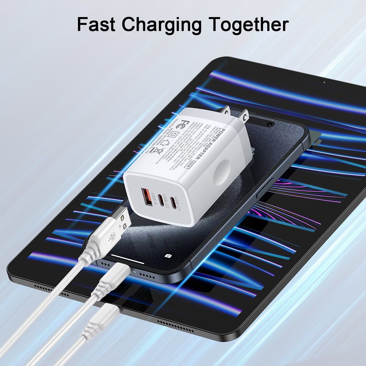 USB C Charger,AILKIN 2PACK 65W PD USB C Charger Block Power Adapter Type C Charger USB C Block Plug for Phone 15 Charger Block Usb C,White