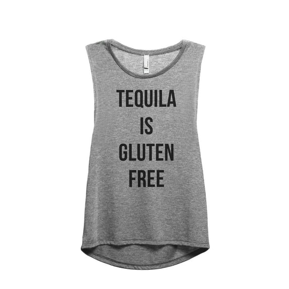 Tequila Is Gluten Free Women's Fashion Sleeveless Muscle Workout Yoga Tank Top Heather Grey Grey Large