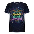 thumbnail image 5 of Cadancy Mardi Gras Tshirts Women Carnival Short Sleeve Crewneck Loose Fit Shirts Funny Holiday Rave Party Tee Cozy Casual Trendy Outfits, 5 of 6