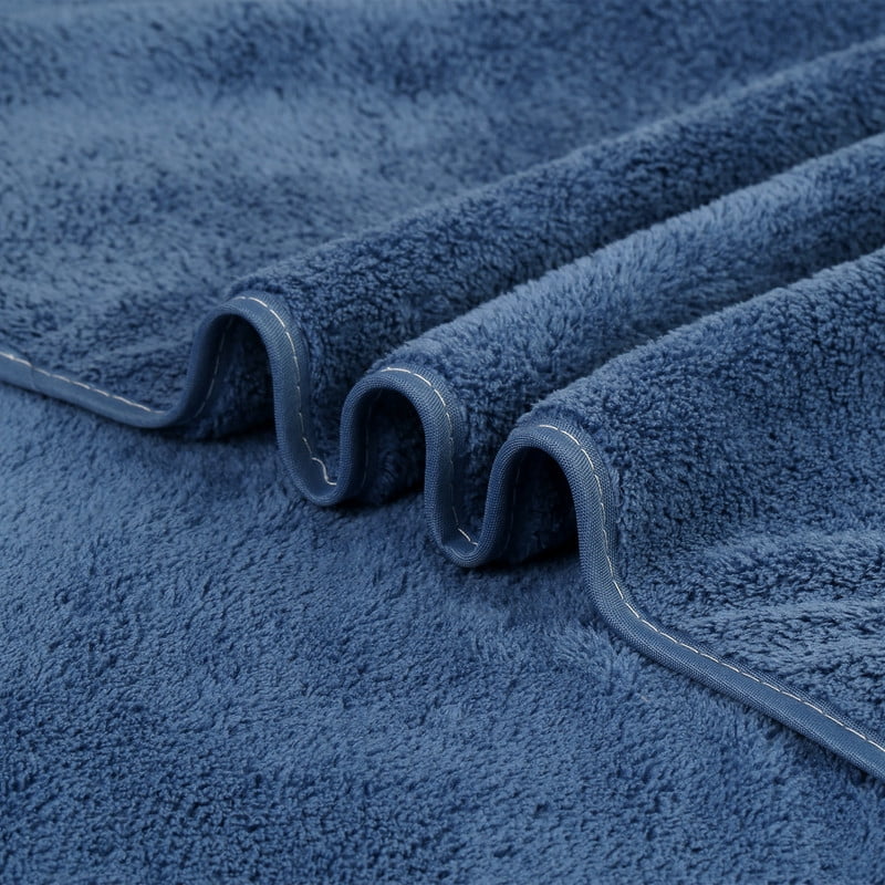 JML Large Bath Towels with Hanging Loop, 6 Pack, 30"x60", Navy, 350GSM, Soft, Absorbent, Microfiber Towel Quick Drying, Lint-free, No Fading