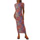 thumbnail image 1 of Txlixc Vestido de manga corta femenino elegante impresión de cuello redondo vestido de fiesta de verano Txlixc  moda, 1 of 10
