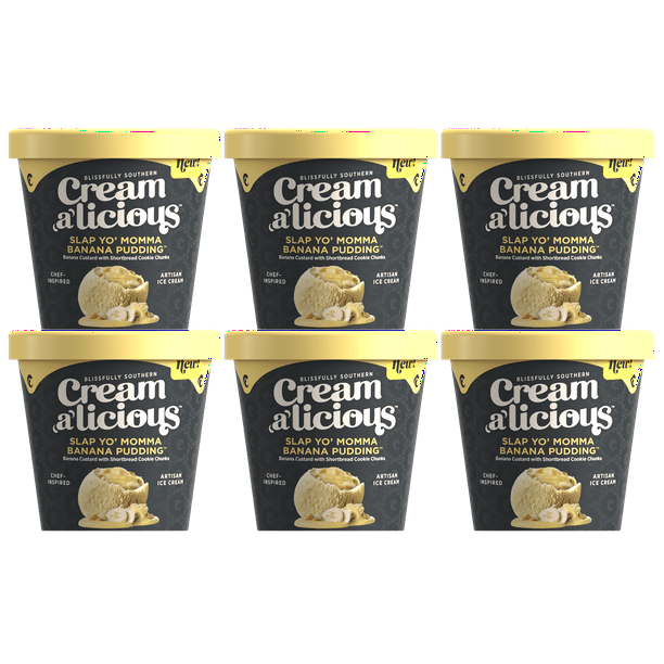 Creamalicious, Slap Yo' Momma Banana Pudding Artisan Ice Cream, Pint (6
