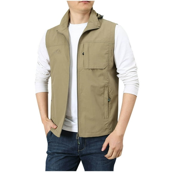 LpwkSSA Men's Fleece Softshell Vest Lightweight Sleeveless Casual Outerwear Vest Sleeveless Jacket with pockets for Outdoor Travel Yellow XXXXXL